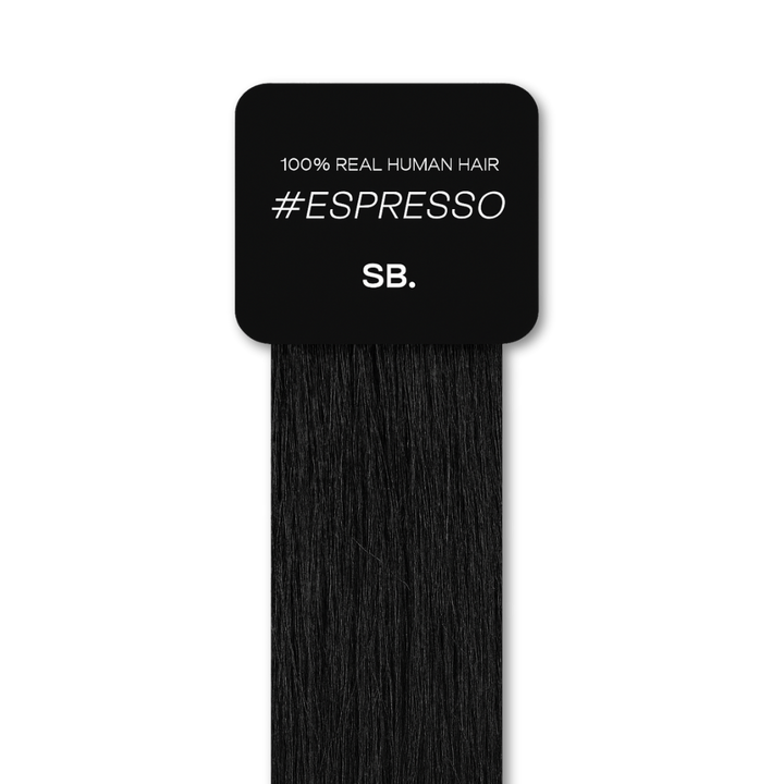 Espresso shade real human eyebrow hair extension by Sugar Browed – 100% natural hair in deep cool brown for defined, full-looking brows.